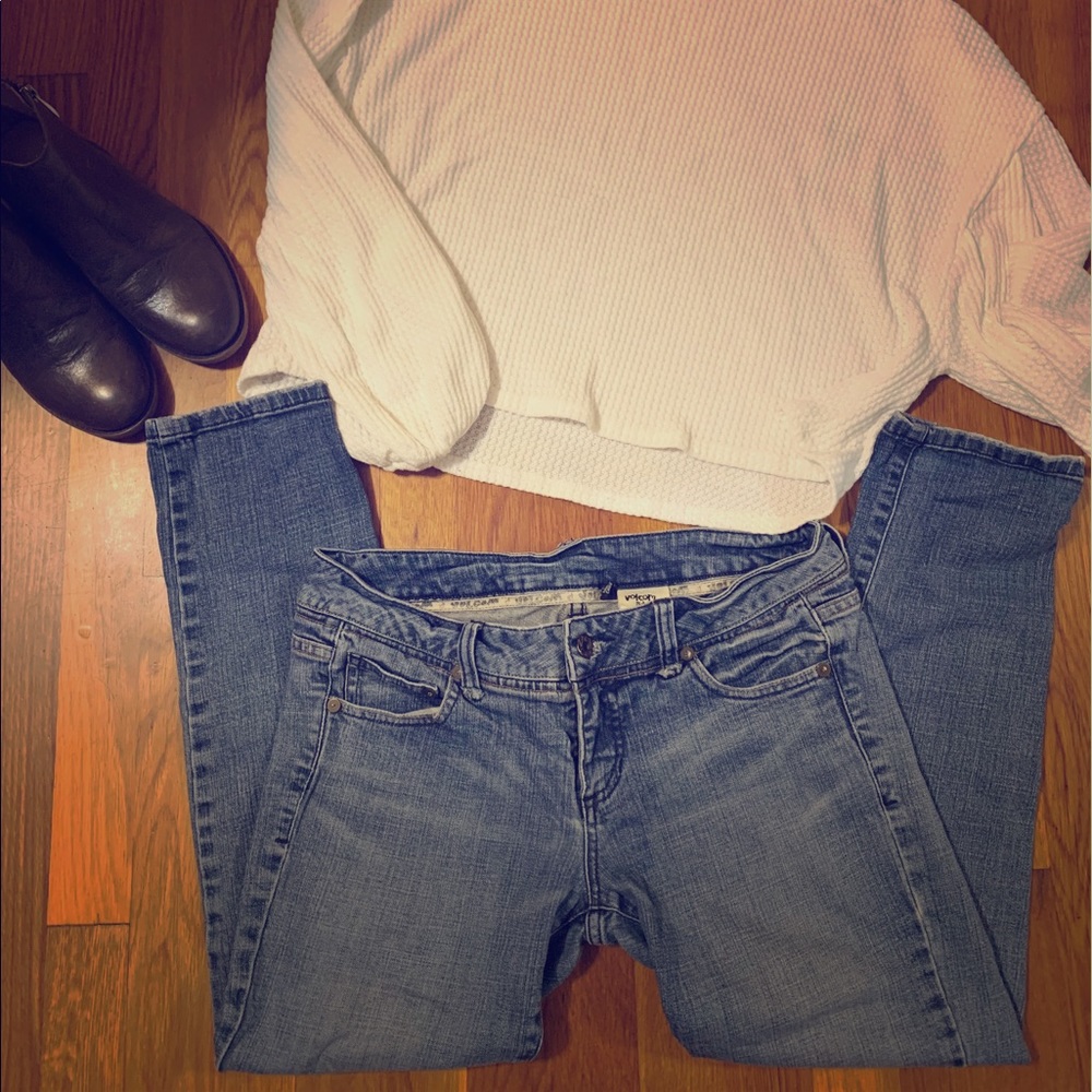 Volcome Stone Cropped Straight Jeans